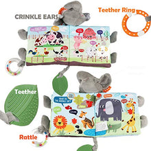 Load image into Gallery viewer, Soft Baby Cloth Book,Crinkle Elephant Fabric Infant Books Teething Teether Toys Education Bunny Toy for Babies Toddler 1 Year Old Boy Girl &Up,Stuffed Farm Animal Jungle Plush Book Touch and Feel Toy