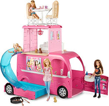 Load image into Gallery viewer, Barbie Pop-Up Camper Transforms into 3-Story Play Set with Pool