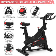 Load image into Gallery viewer, LABODI Exercise Bike, Indoor Cycling Bike Stationary, Spin Bike for Home Cardio Gym, Silent Belt Drive Workout Bike with 35 LBS Flywheel, Thickened Frame Upgraded Version(Black)