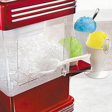 Load image into Gallery viewer, Nostalgia RSM602 Countertop Snow Cone Maker Makes 20 Icy Treats, Includes 2 Reusable Plastic Cups & Ice Scoop, Retro Red