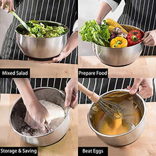Load image into Gallery viewer, Mixing Bowls with Airtight Lids๏ผ6 piece Stainless Steel Metal Nesting Storage Bowls by Umite Chef, Non-Slip Bottoms Size 7, 3.5, 2.5, 2.0,1.5, 1QT, Great for Mixing & Serving(Black)