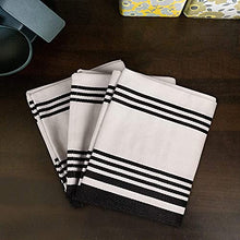Load image into Gallery viewer, Urban Villa Set of 3 Kitchen Towels Highly Absorbent 100% Cotton Dish Towel 20X30 Inch with Mitered Corners Trendy Stripes Black/White Bar Towels & Tea Towels