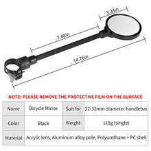 Load image into Gallery viewer, Bike Mirror Handlebar Mount, Adjustable Rotatable Bicycle Rear View Glass Mirror, Wide Angle Acrylic Convex Safety Mirror for Mountain Road Bike