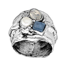 Load image into Gallery viewer, Silpada 'Summer Sky' 5-5.5 mm Freshwater Cultured Pearl, Natural Kyanite, Moonstone Ring in Sterling Silver Size 9