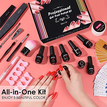 Load image into Gallery viewer, PsampaGel Nail Polish Kit with UV Light, 5 Colors Gel Nail Kit for Starter and Professional, Gel Polish Kit Sparkly Glitters, Manicure Gel Kit with Base and Top Coat(Red)