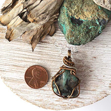 Load image into Gallery viewer, Genuine Natural Raw Green Emerald Pendant Necklace - Wire Wrapped Fine Jewelry For Women Wife Men Unisex - 24 Inches Chain - May Birthstone - Christmas Gift For Him Her