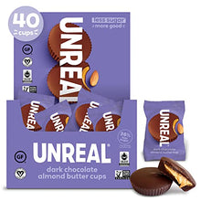 Load image into Gallery viewer, UNREAL Dark Chocolate Almond Butter Cups| 5g Sugar | Certified Vegan, Gluten Free, Fair Trade, Non-GMO | No Sugar Alcohols or Soy | 40ct
