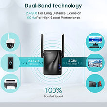 Load image into Gallery viewer, rockspace WiFi Extender - 1.2 Gigabit Wireless Signal Booster up to 2640sq.ft - 5 GHz/2.4 GHz Dual Band Amplifier with Ethernet Port, Wireless Internet Repeater Gigabit Wired Mode in 8 Second Setup