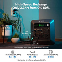 Load image into Gallery viewer, VATID Portable Power Station, 1000W Peak(Rated 600W),3.3hrs 80% Recharge, 712.25Wh Solar Generator,110V AC Pure Sine Wave,12V 10A Regulated DC,65W USB PD,Ultra-light Rechargeable Power Station (Black)