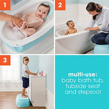 Load image into Gallery viewer, Summer Right Height Bath Tub – Elevated and Spacious Baby Bathtub with Newborn Bath Support – Extended Use Features Include Tubside Seat and Stepstool
