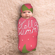 Load image into Gallery viewer, Strawberry Hello Summer Baby Swaddle Cocoon Sack,The Simple Swaddle with Beanie Set ,Soft Stretchy Comfortable Receiving Blanket for Infants & Newborns 0-6 Months