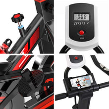 Load image into Gallery viewer, Indoor Cycling Bike Stationary, Quiet Smooth Belt Drive System Flywheel Exercise Bike with Heart Rate, LCD Monitor, Adjustable Seat and Handlebars & Base for Home Workout (Black)