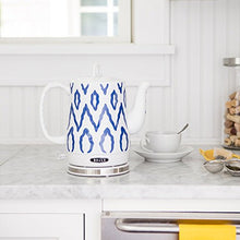 Load image into Gallery viewer, BELLA 1.2 Liter Electric Ceramic Tea Kettle with Detachable Base & Boil Dry Protection, Blue Aztec, Electric Tea Kettle with Automatic Shut Off & Detachable Swivel Base (13724)