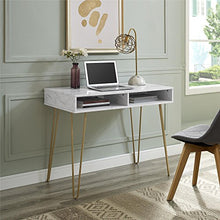 Load image into Gallery viewer, Novogratz Computer Desk with Storage, White Marble