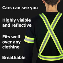 Load image into Gallery viewer, Reflective Vest with Reflective Bands - Reflective Running Gear for Men and Women for Night Running, Biking, Walking. Reflective Running Vest, Safety Straps, Reflector Strips (Green Vest + 4 Bands)