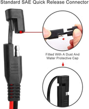 Load image into Gallery viewer, KUNCAN 12FT Sae to Sae 2 Pin Extension Cable DC Power 16awg Heavy Duty Battery Quick Disconnect/Connect Wire Harness with Sae Connectors with Dust Cap