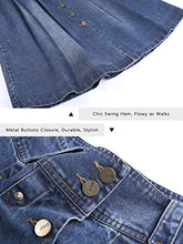 Load image into Gallery viewer, VNDFLAG Button Front Denim Skirts for Women Knee Length A-Line Pleated Wrap Midi Blue Jean Skirt Size S