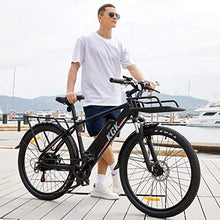 Load image into Gallery viewer, 26" Electric Bike, 350W 20MPH Electric Commuter Bicycle Adults Mountain Cargo Ebike with Removable 10.4Ah Battery, Professional 7-Speed Gears, Fender, Shock Absorption, Front Cargo Rack, Back Seat