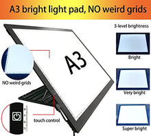 Load image into Gallery viewer, A3 Diamond Painting Light Pad with Built-in Stand, Hawanik A3 Large LED Tracing Light Box with Stand for Vinyl Weeding Drawing