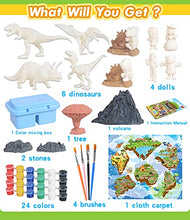 Load image into Gallery viewer, 45 Pcs Dinosaur Painting Kit Toys For Kids Arts And Crafts Kit - Paint Your Own Dinosaur Toy Party Supplies Toy Dinosaur Figures W/ Play Mat, Kid Paint Dino Toy Set Creativity Gift For Girl Boy Age 3+