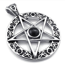 Load image into Gallery viewer, Jonline24h Mens Celtic Pentagram Stainless Steel Pendant Necklace, Black Silver, 18-26 inch Chain(24 Inches)