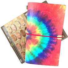 Load image into Gallery viewer, The Penny Journal by Pennybandz Holds 146 Coins The Ultimate Souvenir Penny Collecting Book for Your Coin Collection Holds 128 Pressed Pennies and 18 Pressed Quarters or Nickels (Groovy Tie Dye)