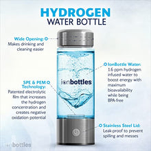 Load image into Gallery viewer, ionBottles - Rechargeable Portable Glass Hydrogen Water Generator Bottle with New PEM and SPE Technology Balanced pH Water Ionizer
