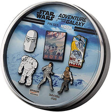 Load image into Gallery viewer, STAR WARS Hoth Metal-Based and Enamel 6 Lapel Pin Set with Officially Licensed 16cm Circular Window Box with Collapsible Kick Stand. (Amazon Exclusive)
