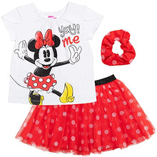 Load image into Gallery viewer, Disney Minnie Mouse Toddler Girls T-Shirt Tutu Skirt Scrunchy Set Red/White 4T
