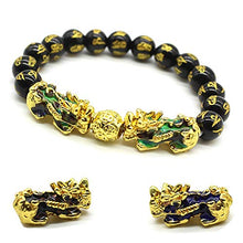 Load image into Gallery viewer, Feng Shui Prosperity 10mm Hand Carved Mantra Bead Bracelet with Double Color Changed Pi Xiu/Pi Yao Attract Wealth and Good Luck