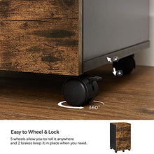 Load image into Gallery viewer, VASAGLE File Cabinet, with 2 Drawers, Mobile Filing Cabinet with Wheels, for A4, Letter Sized Documents, Hanging File Folders, Rustic Brown and Black UOFC040B01