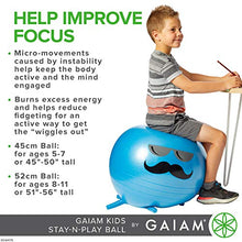 Load image into Gallery viewer, Gaiam Kids Stay-N-Play Children's Balance Ball - Flexible School Chair Active Classroom Desk Alternative Seating | Built-in Stay-Put Soft Stability Legs, Includes Air Pump, 52cm, Mr Mustache