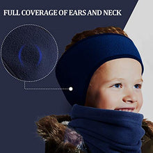 Load image into Gallery viewer, 6 Pieces Kids Fleece Ear Warmer Headband with Neck Gaiter Set Winter Ear Muff Neck Scarf for Child Cycling Skiing (Black, Gray, Dark Blue)
