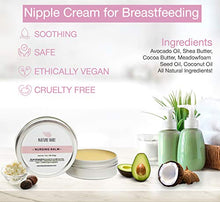 Load image into Gallery viewer, Nipple Cream for Breastfeeding - Natural Nipple Butter - Vegan Breast Balm for New Mama & Baby | Nursing and Dry Skin - Nipple Salve | Earth Friendly | 1oz