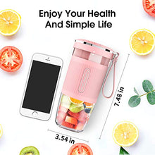 Load image into Gallery viewer, KLOUDI Portable Blender, Cordless Personal Blender Juicer, Mini Mixer, Waterproof Smoothie Blender With USB Rechargeable, BPA Free Tritan 300ml, Home, Office, Sports, Travel, Outdoors Pink