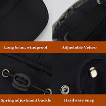 Load image into Gallery viewer, YINQAG Winter Warm Facemask Cap, 3 in 1 Bomber Hat with Full Face Ear Flap, Men Trapper hat with Fur Lined (Black)