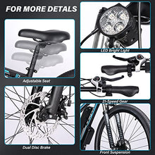 Load image into Gallery viewer, 29'' 500W Electric Mountain EBike for Adults, 21 Speed Gears Off Road Beach Sand Snow Electric Bicycle with 48V 10AH Removable Waterproof Battery Commute EBike with Dual Disc Brakes