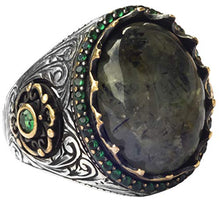 Load image into Gallery viewer, Sterling Silver Men Ring, Moss Agate Natural Gemstone, Free Express Shipping