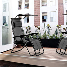 Load image into Gallery viewer, BestMassage Patio Chairs Lounge Chair Zero Gravity Chair 2 Pack Recliner W/Folding Canopy Shade and Cup Holder for Outdoor Funiture (Black)