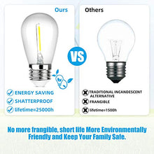 Load image into Gallery viewer, 2-Pack 96FT(48×2) Outdoor LED Outdoor String Lights for Patio with Dimmable Waterproof Shatterproof 5000K Daylight White E26 Bulbs, 15 Sockets, Commercial Grade Hanging String Lights for Cafe Backyard