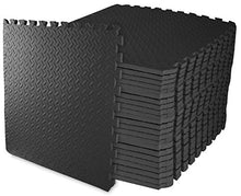 Load image into Gallery viewer, BalanceFrom Puzzle Exercise Mat with EVA Foam Interlocking Tiles (Black) (24 Peices Tiles)