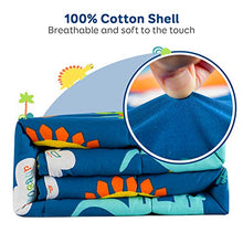 Load image into Gallery viewer, Sivio Kids Weighted Blanket & Removable Duvet Cover Set 100% Cotton Weighted Comforter with Glass Beads, 3lbs 36 × 48 inch, Minky Dotted Cover Machine Washable, Blue Dinosaur