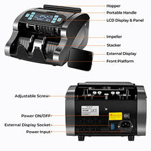 Load image into Gallery viewer, MUNBYN Money Counter Machine with Value Count, UV/MG/IR/MT/DD, USD/EUR Bill Counter, 1300 Bills/min, Add+Batch Mode, LCD Display, 2 Years Warranty