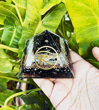 Load image into Gallery viewer, Orgone Pyramid Black Tourmaline with Copper Coil for Goodluck - Positive Energy Generator Orgonite Pyramid Reiki Healing - Spiritual Chakra Balance Selenite Crystal Pyramid - Yoga Meditation Pyramid