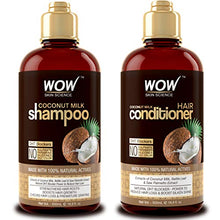 Load image into Gallery viewer, WOW Coconut Milk Shampoo and Conditioner Set (2 x 16.9 Fl Oz / 500mL - DHT Blockers Slow Down Hair Loss - Essential Vitamins & Oils For Faster Hair Growth For Men & Women - Paraben, Salt, Sulfate Free
