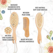 Load image into Gallery viewer, Baby Hair Brush and Comb Set for Newborn - Natural Wooden Hairbrush with Soft Goat Bristles for Cradle Cap - Perfect Scalp Grooming Product for Infant, Toddler, Kids - Baby Registry (Oval, Walnut)