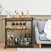 Load image into Gallery viewer, Bar Carts for The Home, Mini Home Bar with Wheels, Industrial Mobile Wine Trolley with Wine Rack and Glass Holder, for Outdoor/Living/Kitchen