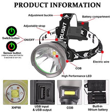 Load image into Gallery viewer, Led Rechargeable Headlamp, 10000 Lumens Super Bright LED Work Headlight Zoomable,Adjustable,8 Modes,Waterproof USB Rechargeable Head Lamp for Hiking, Running, Fishing, Camping