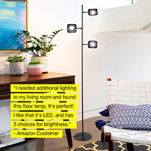 Load image into Gallery viewer, Brightech Tree Spotlight LED Floor Lamp - Very Bright Reading, Craft and Makeup 3 Light Standing Pole - Modern Dimmable & Adjustable Panels, Minimal Space Use - Black