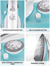 Load image into Gallery viewer, Steam Iron for Clothes, DECEN 1700W Iron with Rapid Even Heat Scratch Resistant Nonstick Soleplate, Professional Iron with Steam Control, Anti-Drip, Self-Cleaning, Dry Iron Function, Teal